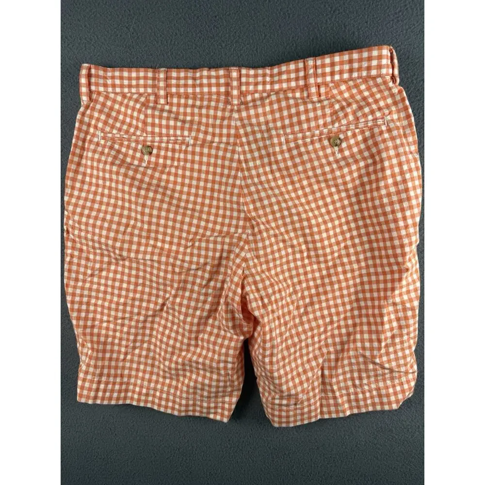 Polo Ralph Lauren Men 34 Suffield Short Relax Orange and White Gingham Pockets